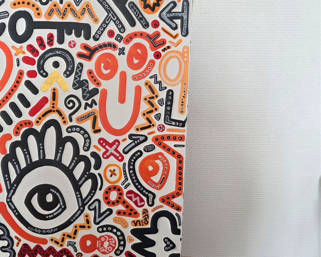 Détail relief 3D — texture peinture à l'huile et Posca — Luce Cee