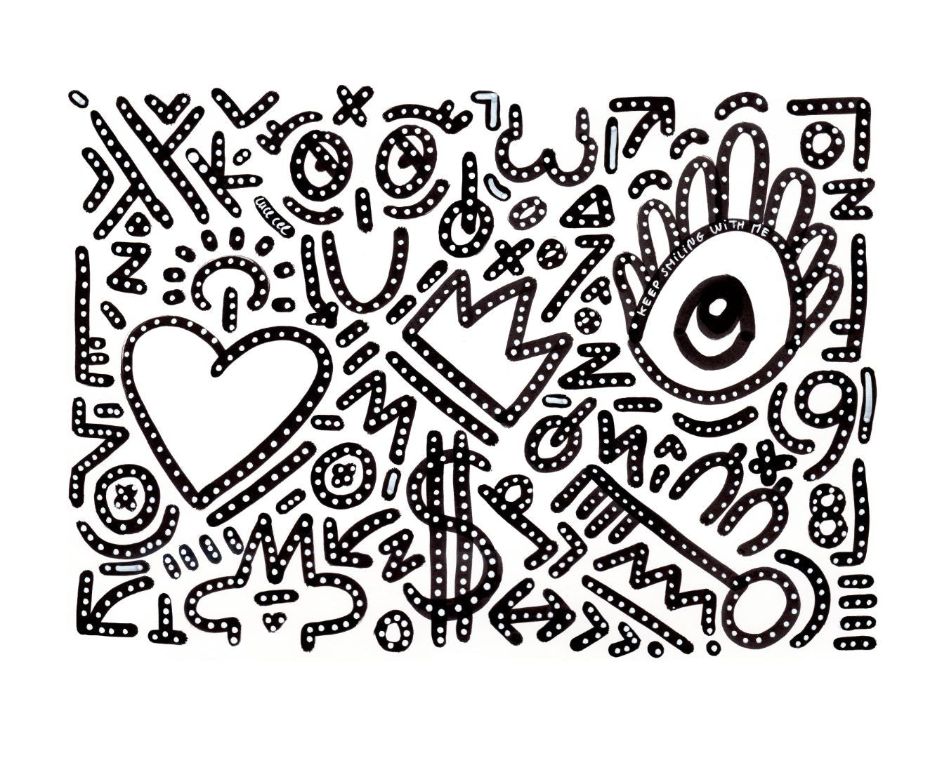 Print A4 Keep Smiling With Me n°1, vue détaillée du dessin.