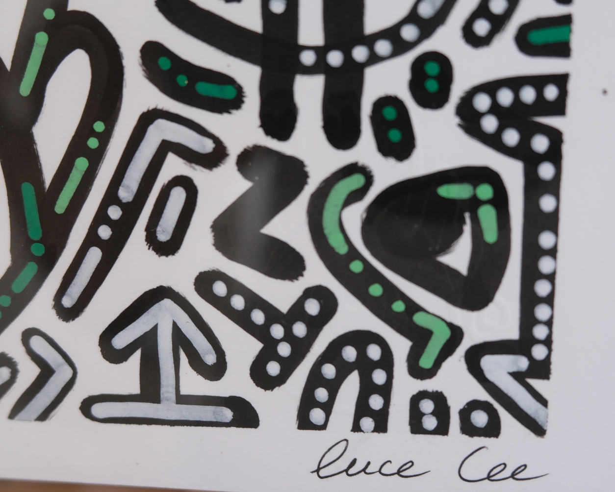Texture et lignes du dessin A4 Keep Smiling With Me n°2 avec feuille d’or.