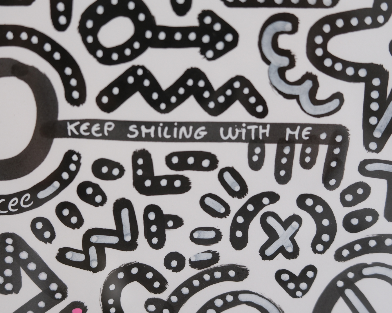 Motifs graphiques dans l’œuvre originale Keep Smiling With Me n°4.