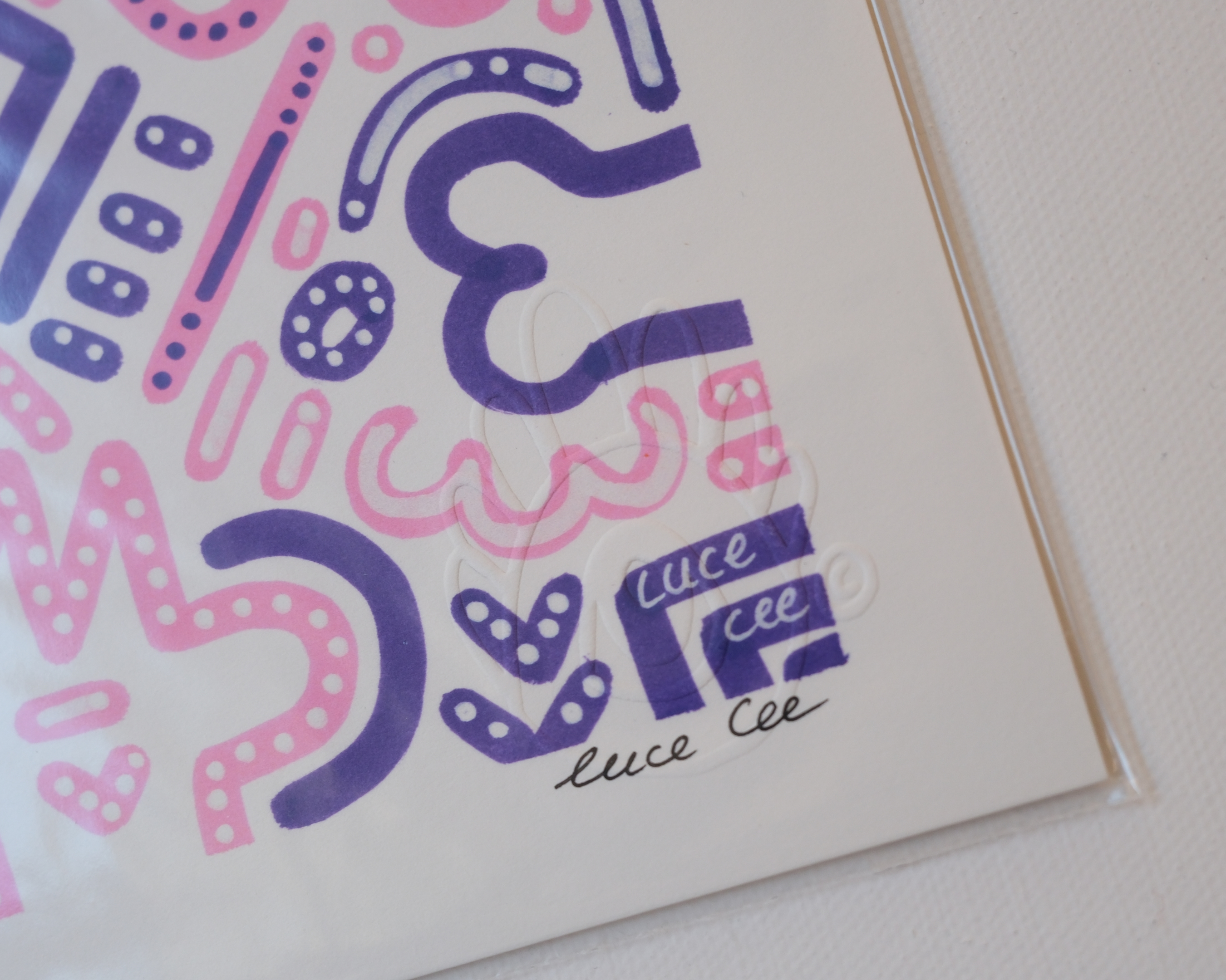 Gros plan sur la texture du print A4 Keep Smiling With Me n°5.