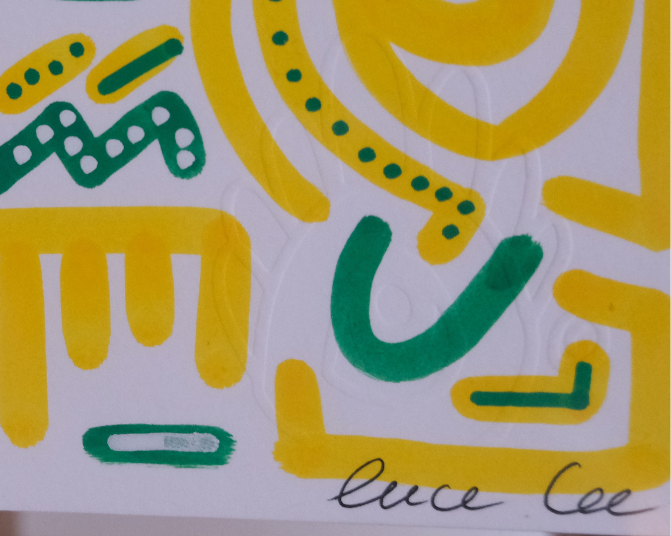  Texture et lignes du dessin A4 Keep Smiling With Me n°7 avec feuille d’or.