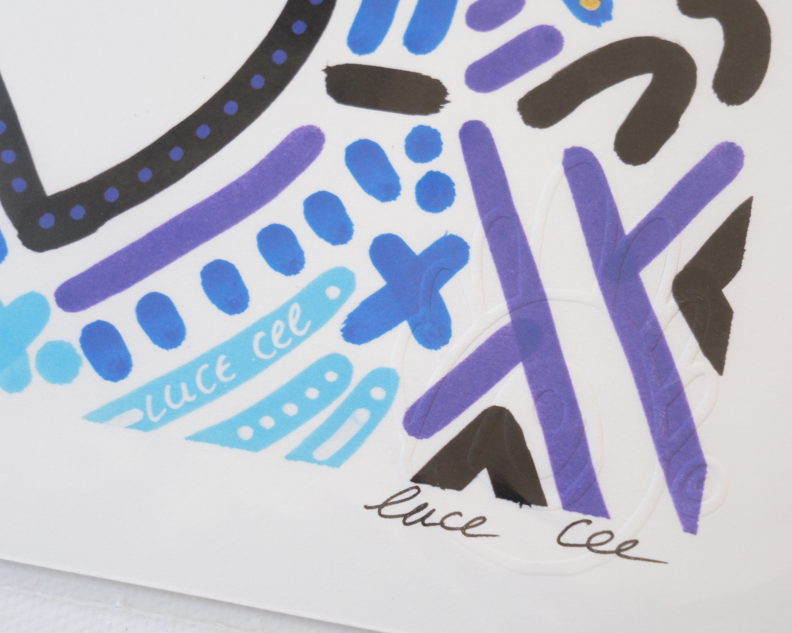 Gros plan sur la texture du print A4 Keep Smiling With Me n°8.