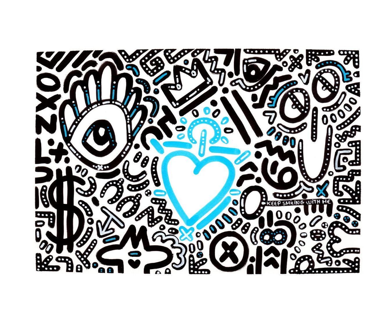 Print A4 de l’œuvre Keep Smiling With Me n°14, reproduction d’art contemporain.